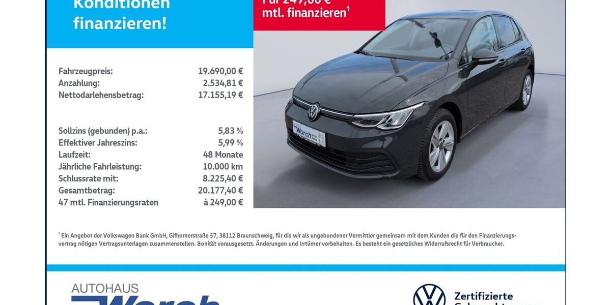 VW Golf 66.812 km 19.689 &euro; Südharz 06536