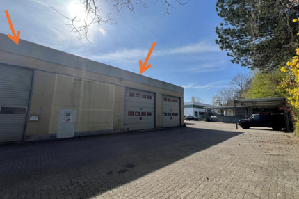 Halle mit zwei großen Rolltoren in Autobahnnahem Gewerbegebiet Gutenbergring