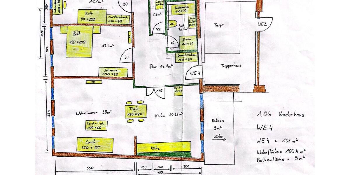 Etagenwohnung Heilbad Heiligenstadt - 3 Zimmer, 100 m&sup2;, 1.154&euro; | Angebot:25343131