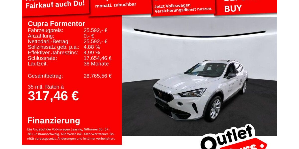 Cupra Formentor 28.015 km 25.592 &euro; Weinheim 69469