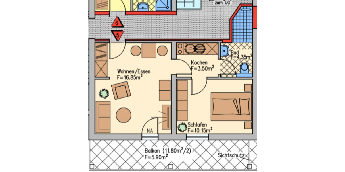Hochparterre Nohfelden - 2 Zimmer, 42 m&sup2;, 700&euro; | Angebot:25304801