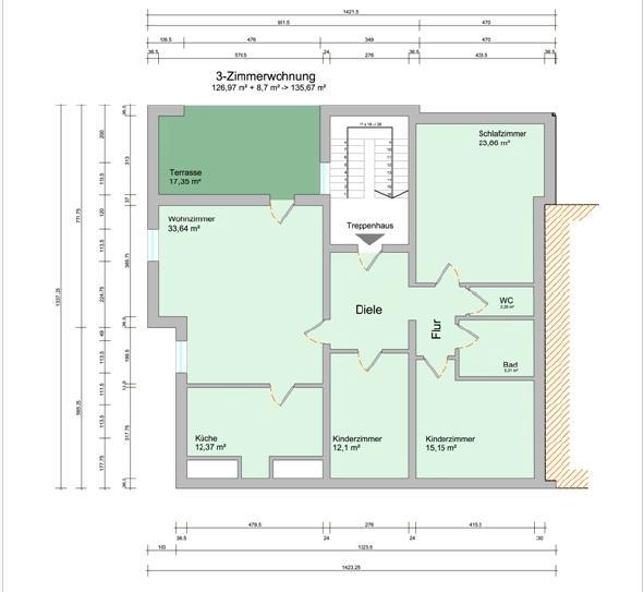 Dachgeschoßwohnung Osterhofen - 4 Zimmer, 111 m&sup2;, 800&euro; | Angebot:24806385