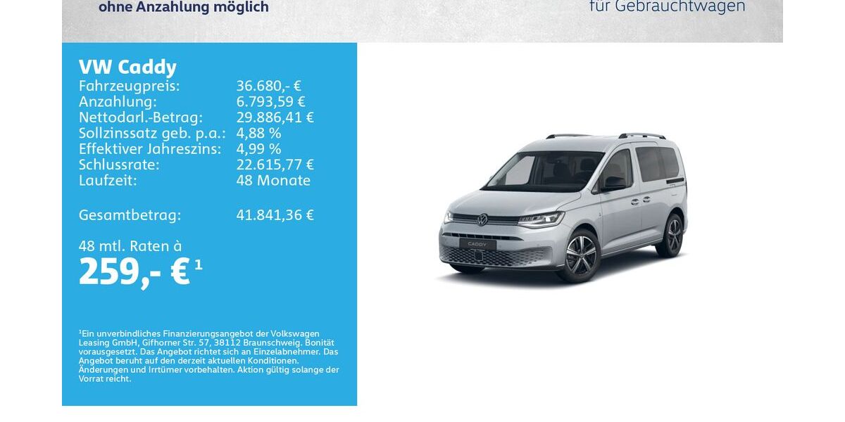 VW Caddy 12.500 km 36.680 &euro; Würzburg 97076