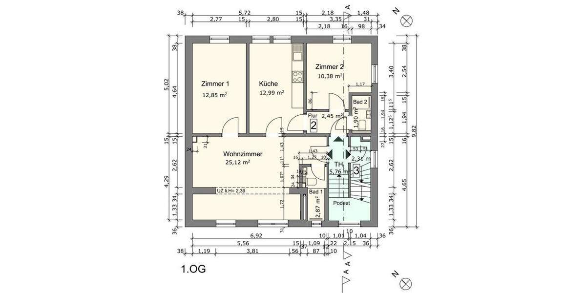Etagenwohnung Hanau Großauheim - 4 Zimmer, 70 m&sup2;, 299.000&euro; | Angebot:24777809