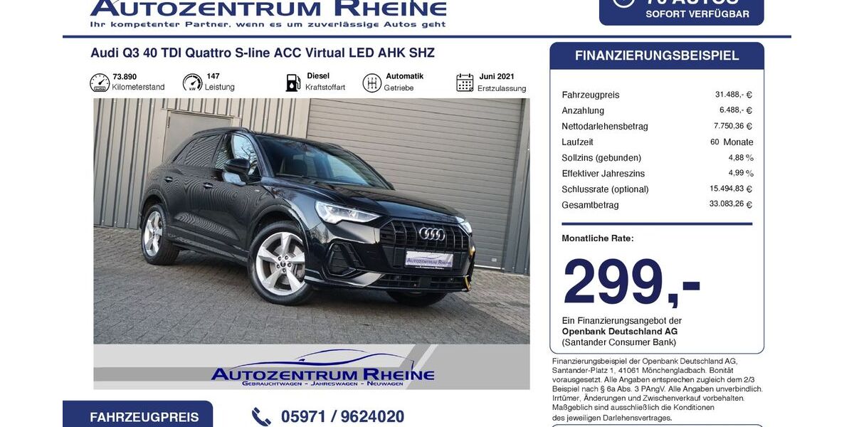 Audi Q3 73.890 km 30.888 &euro; Rheine 48432
