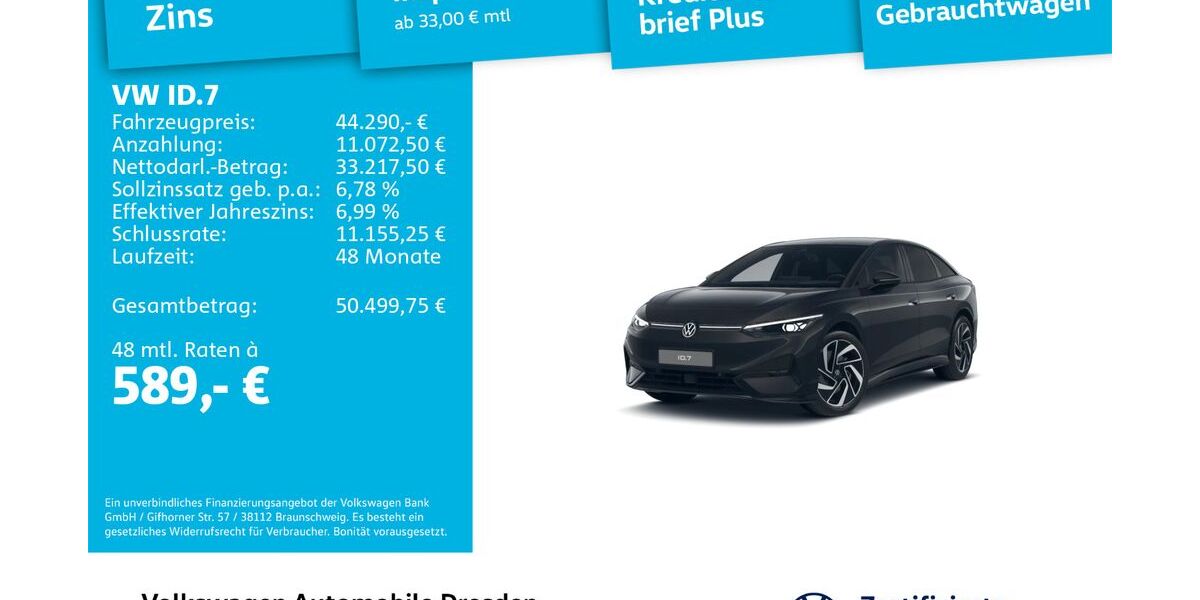 VW ID.7 23.127 km 44.290 &euro; Dresden 01169
