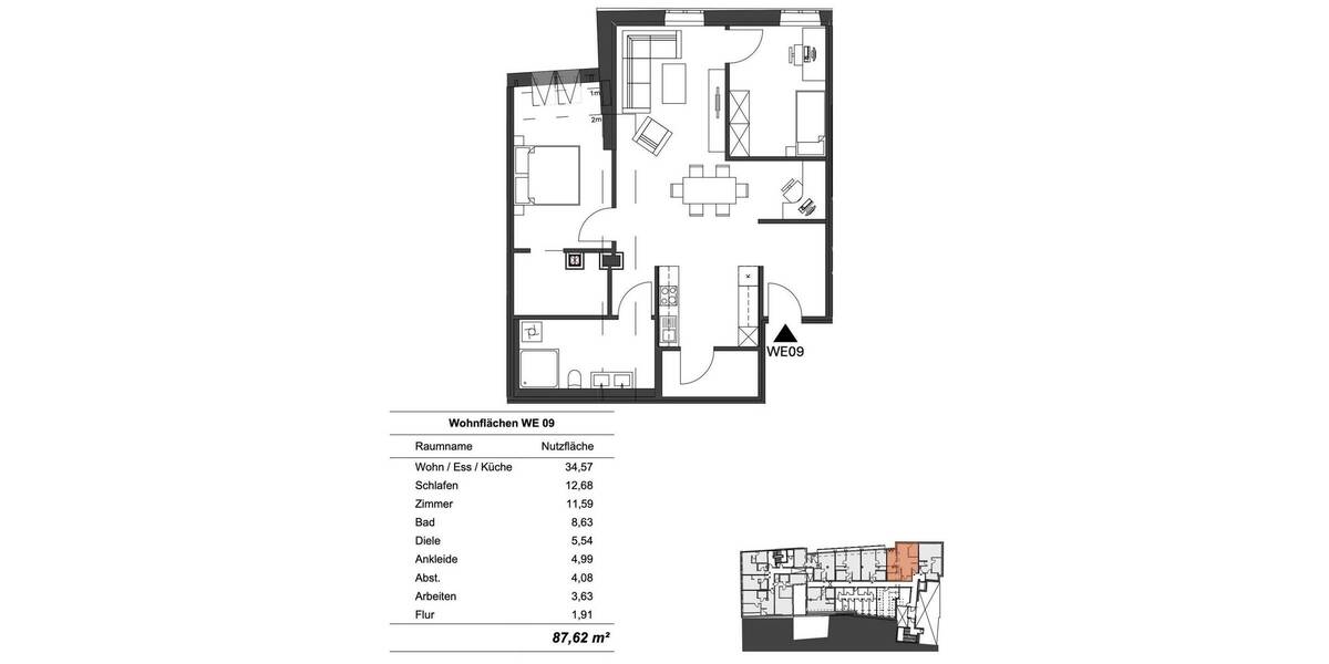 Etagenwohnung Ingolstadt - 3 Zimmer, 87 m&sup2;, 1.240&euro; | Angebot:26852770