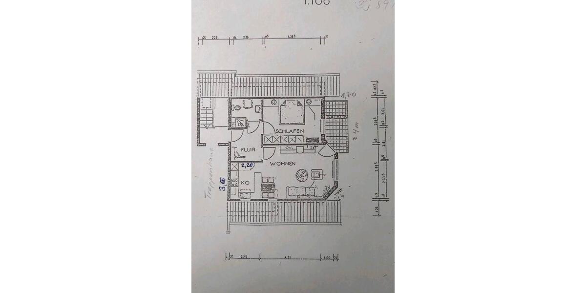 Dachgeschoßwohnung Heilbronn Frankenbach - 2 Zimmer, 54 m&sup2;, 800&euro; | Angebot:25987913