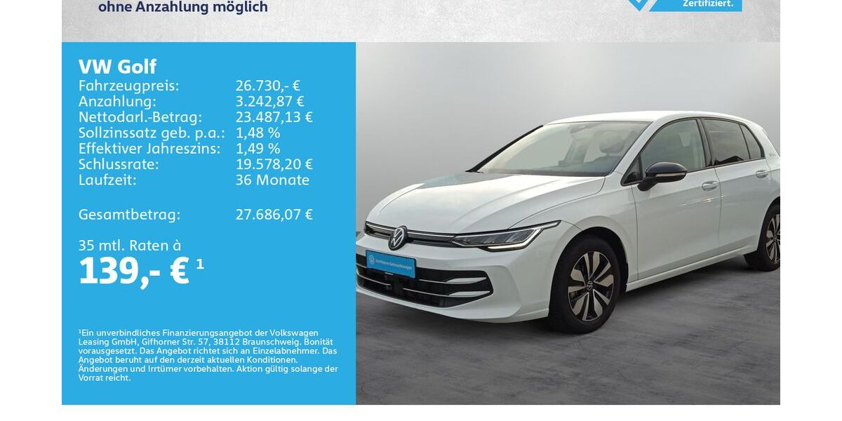 VW Golf 9.000 km 26.730 &euro; Kreuzwertheim 97892