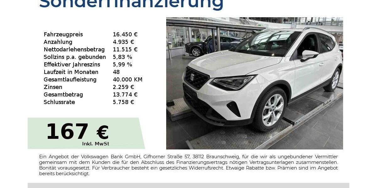 Seat Arona 61.950 km 16.450 &euro; Nürnberg 90431