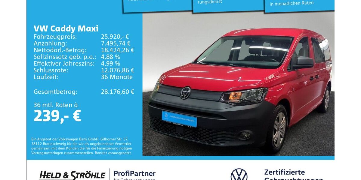 VW Caddy Maxi 63.742 km 23.920 &euro; Ulm 89079