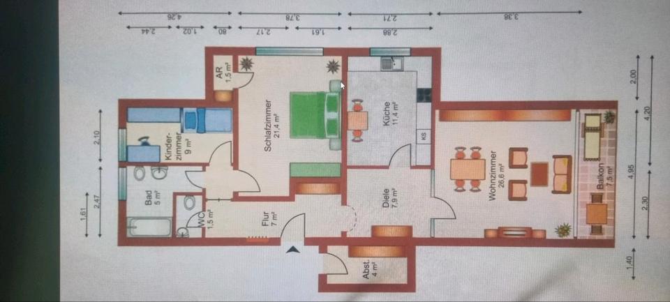Etagenwohnung Wilhelmshaven Heppens - 3 Zimmer, 87 m&sup2;, 175.000&euro; | Angebot:26445516