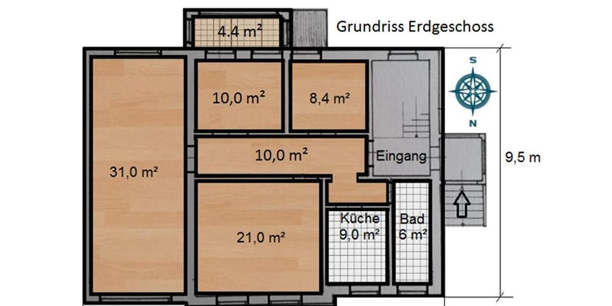 Hochparterre Bad Pyrmont - 4 Zimmer, 100 m&sup2;, 900&euro; | Angebot:26321761