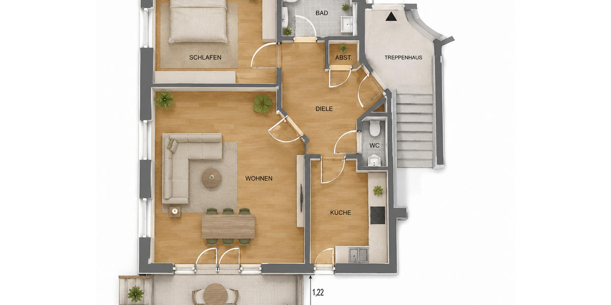 Etagenwohnung Babelsberg Babelsberg - 2 Zimmer, 64 m&sup2;, 370.000&euro; | Angebot:26854292