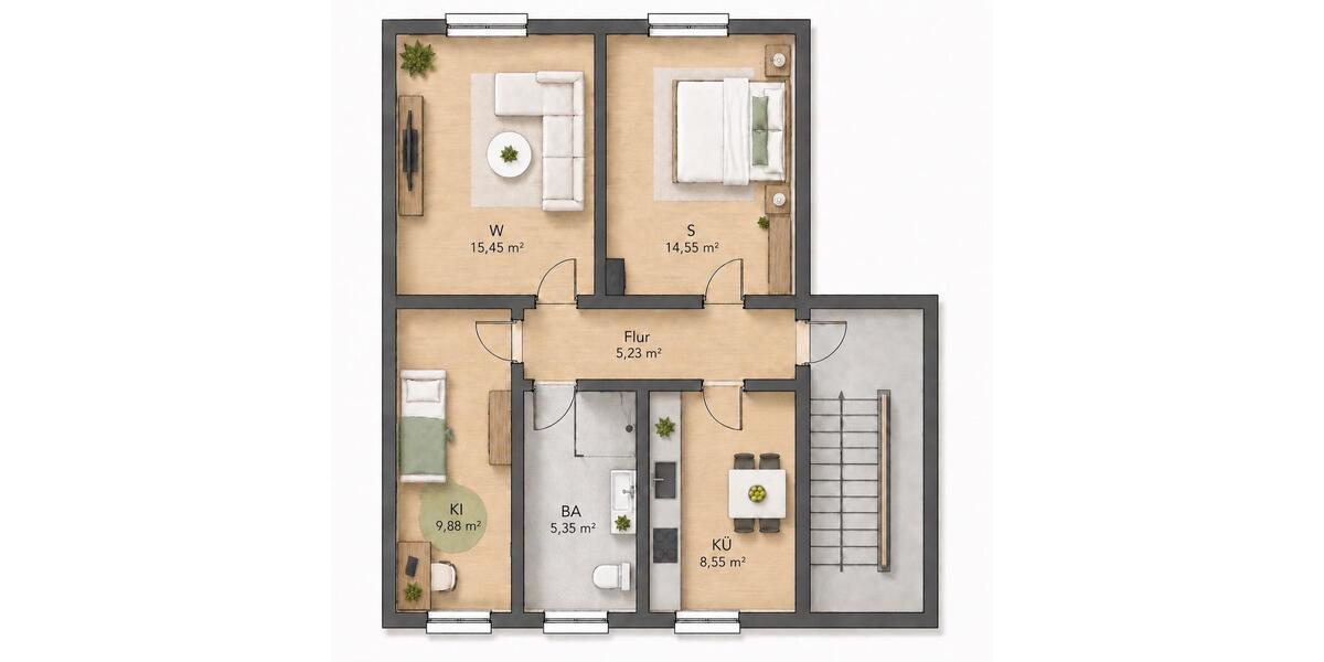Etagenwohnung Riesa Neuweida - 3 Zimmer, 60 m&sup2;, 74.900&euro; | Angebot:27087062