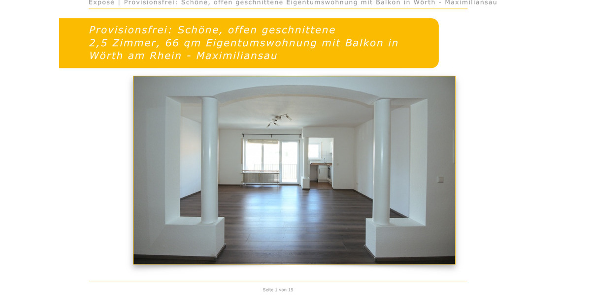 Etagenwohnung Wörth am Rhein - 2.5 Zimmer, 66 m&sup2;, 255.000&euro; | Angebot:25282029