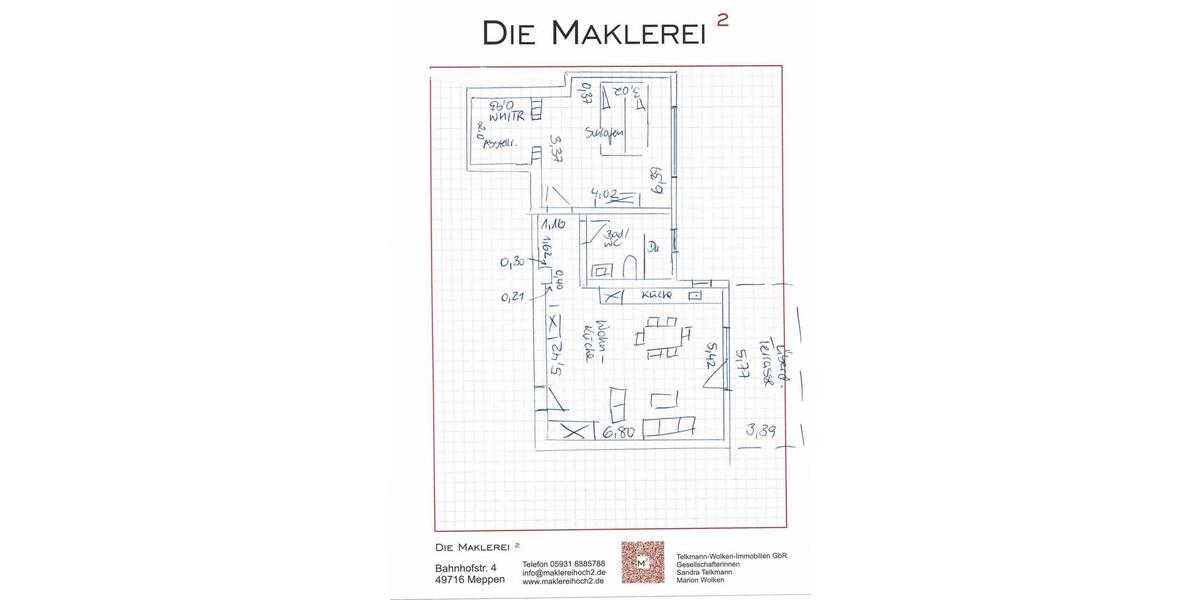 Erdgeschoßwohnung Meppen - 2 Zimmer, 69 m&sup2;, 640&euro; | Angebot:26679158
