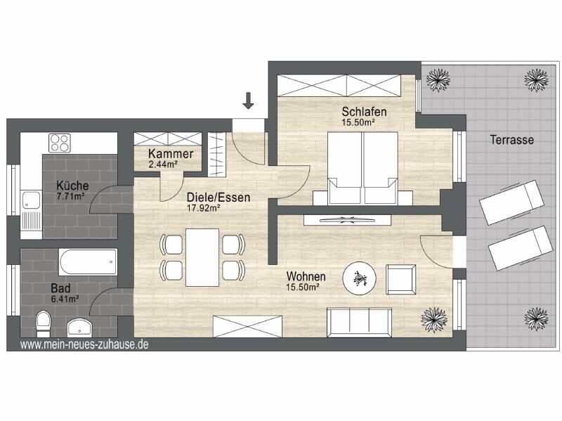 Etagenwohnung Cottbus Sachsendorf - 2 Zimmer, 65 m&sup2;, 507&euro; | Angebot:26473191