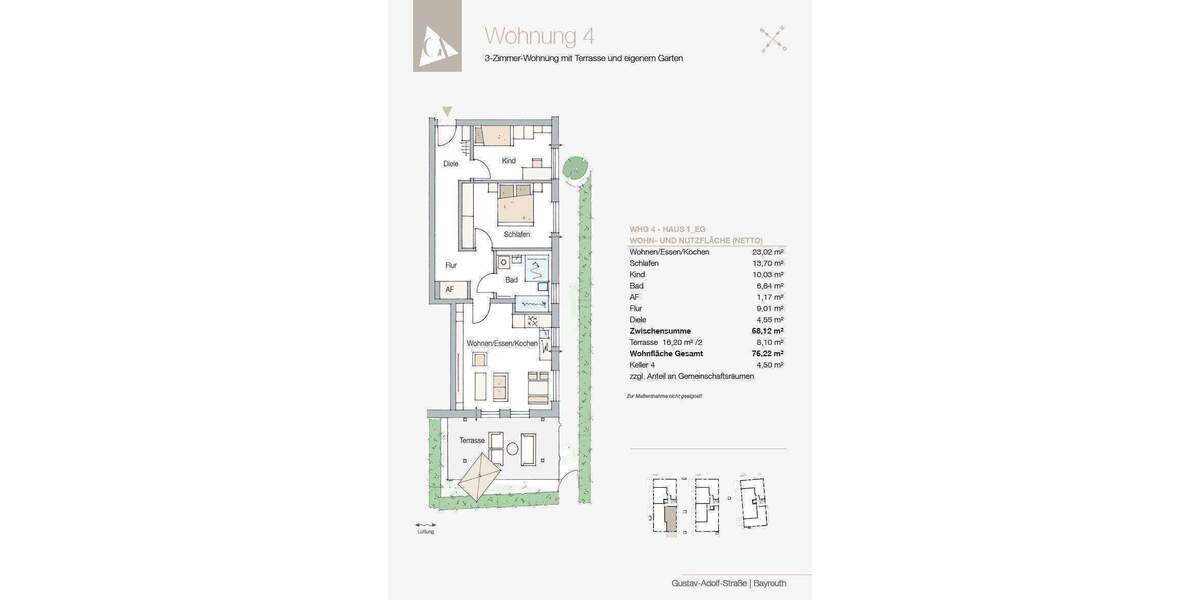 Etagenwohnung Bayreuth Kreuzstein - 3 Zimmer, 76 m&sup2;, 401.344&euro; | Angebot:26319885