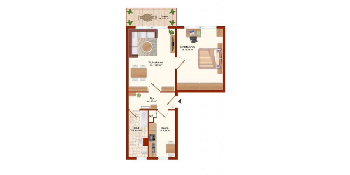Etagenwohnung Bad Dürrenberg - 2 Zimmer, 49 m&sup2;, 308&euro; | Angebot:26085435