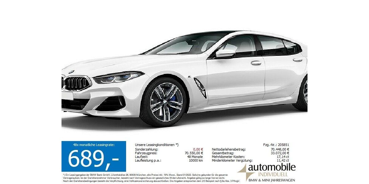 BMW 840 1.800 km 69.820 &euro; Paderborn 33100