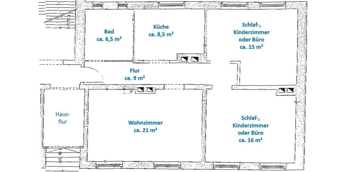Erdgeschoßwohnung Sternberg - 3 Zimmer, 76 m&sup2;, 839&euro; | Angebot:24294106