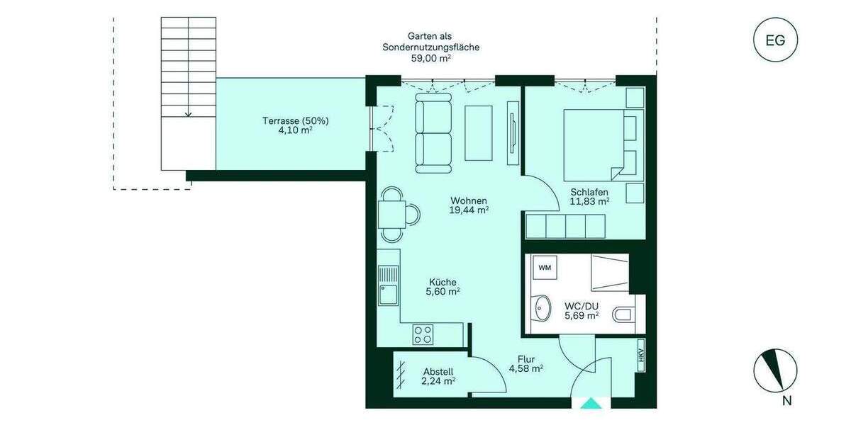 Etagenwohnung Zossen Finkenherd - 2 Zimmer, 53 m&sup2;, 239.900&euro; | Angebot:25970238