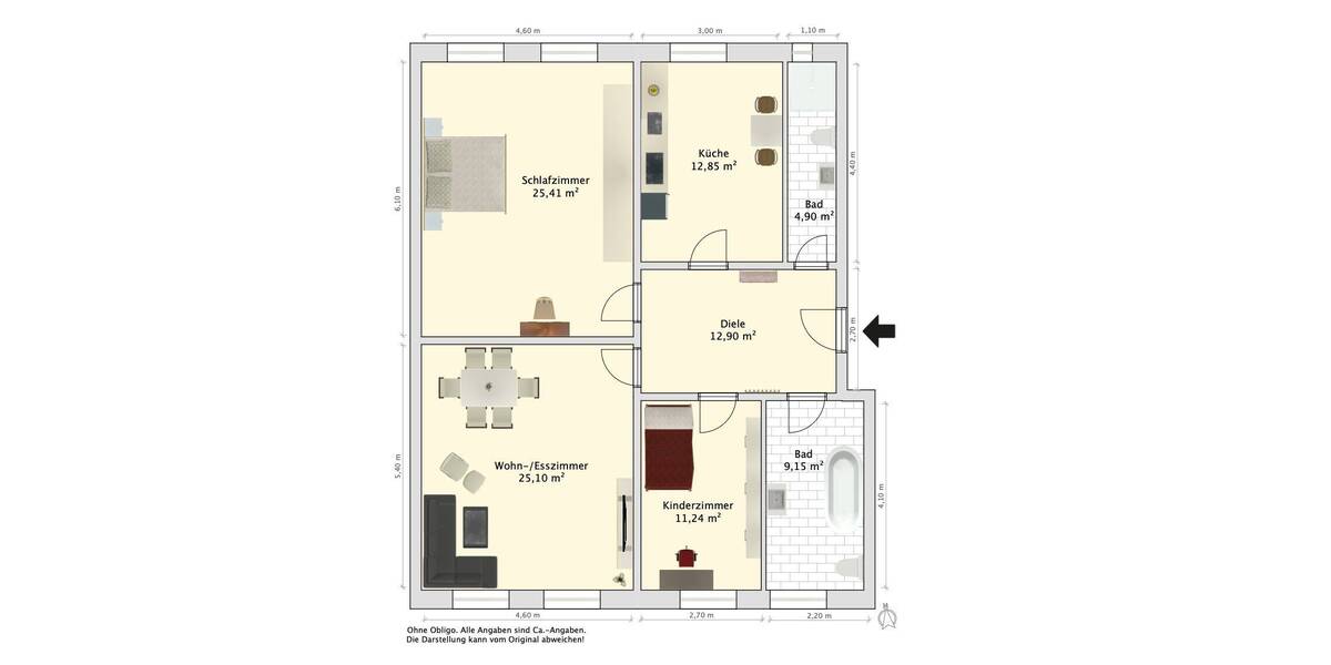 Etagenwohnung Wilhelmshaven Innenstadt - 3 Zimmer, 101 m&sup2;, 155.000&euro; | Angebot:26841472