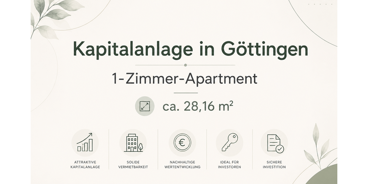 Etagenwohnung Göttingen Oststadt - 1 Zimmer, 28 m&sup2;, 93.900&euro; | Angebot:26828710