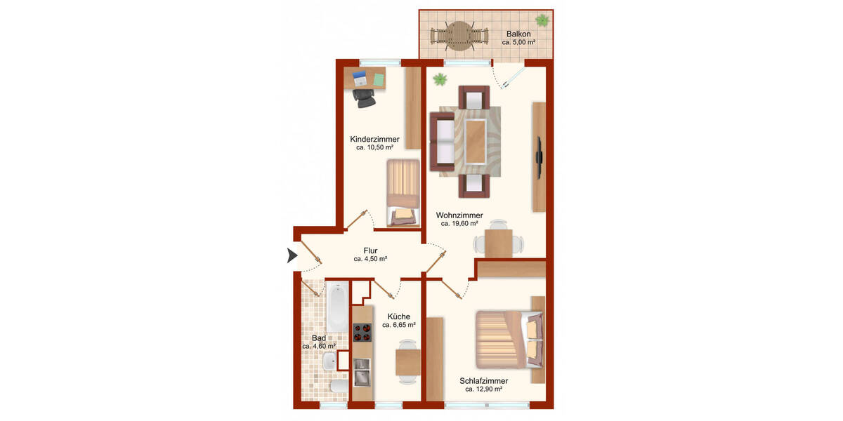 Etagenwohnung Bad Dürrenberg - 3 Zimmer, 60 m&sup2;, 382&euro; | Angebot:26450229