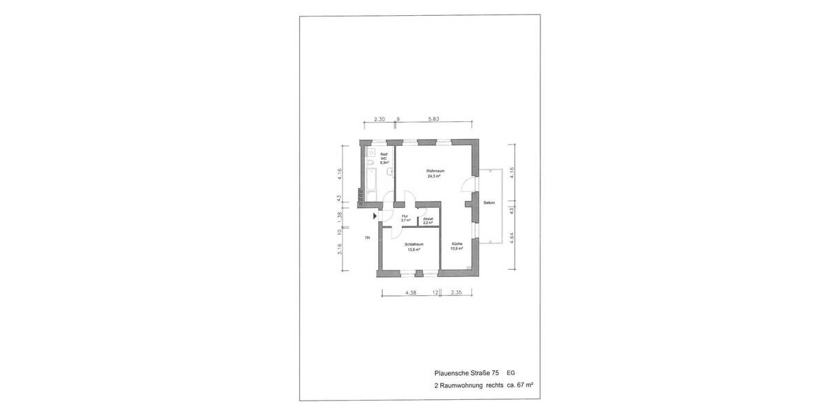 Etagenwohnung Gera Ostviertel - 2 Zimmer, 67 m&sup2;, 390&euro; | Angebot:26891737