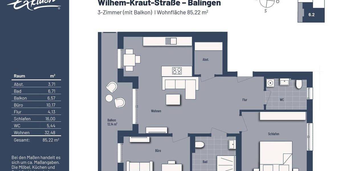 Etagenwohnung Balingen - 3 Zimmer, 85 m&sup2;, 399.000&euro; | Angebot:25690435