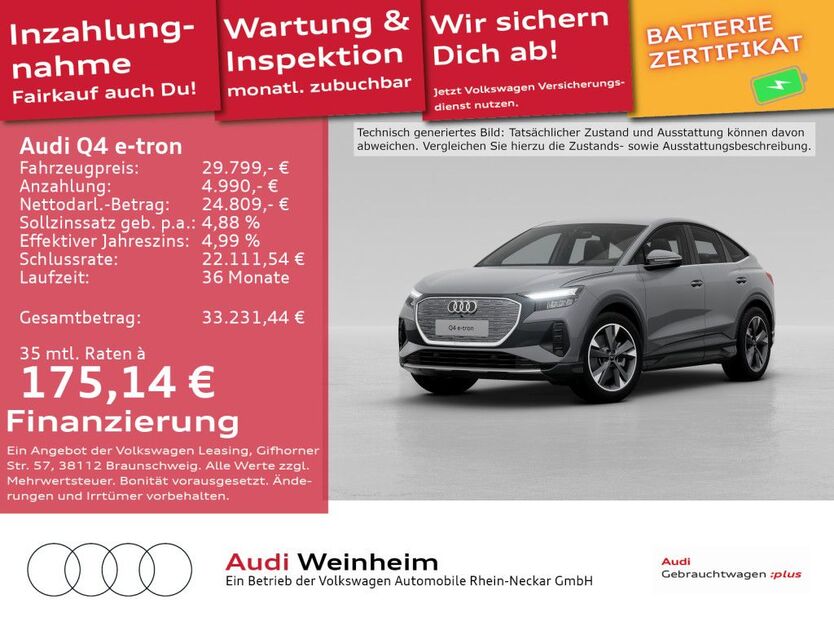 Audi Q4 e-tron 54.886 km 28.799 € Weinheim 69469
