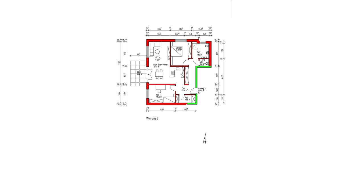 Terrassenwohnung Gernsbach - 3 Zimmer, 97 m&sup2;, 1.563&euro; | Angebot:25720472