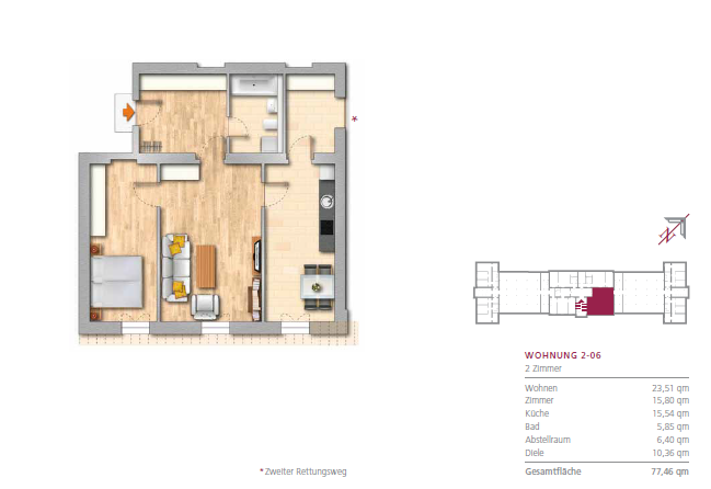 Wohnung zum Mieten in Berlin 847,55 € 77.46 m²