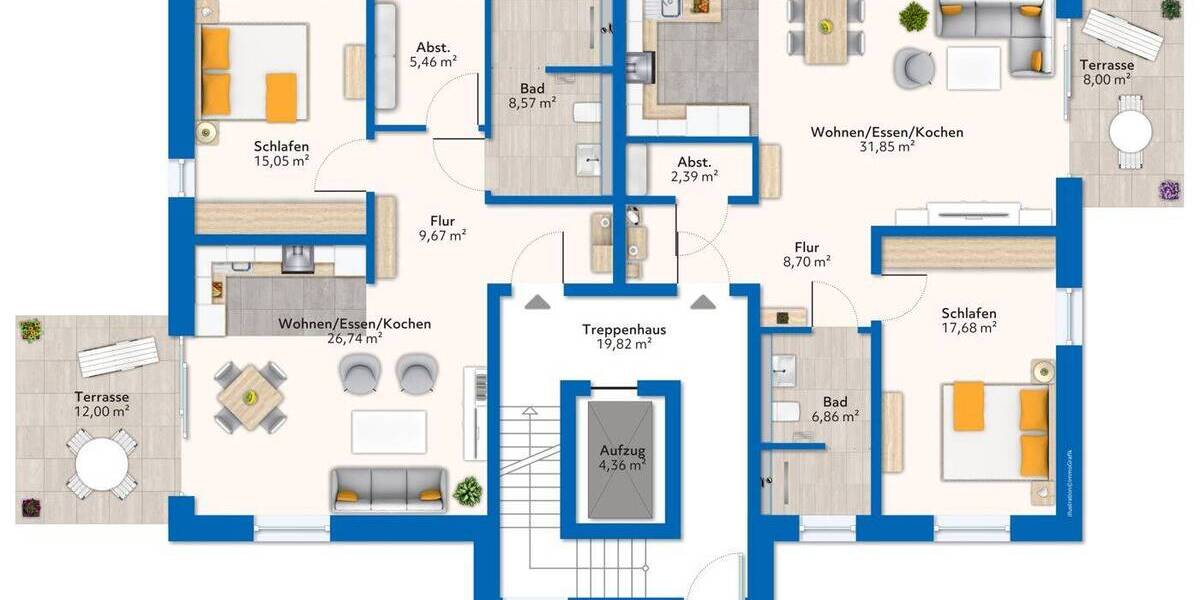 Etagenwohnung Niederkrüchten Varbrook - 2 Zimmer, 68 m&sup2;, 345.600&euro; | Angebot:23971592