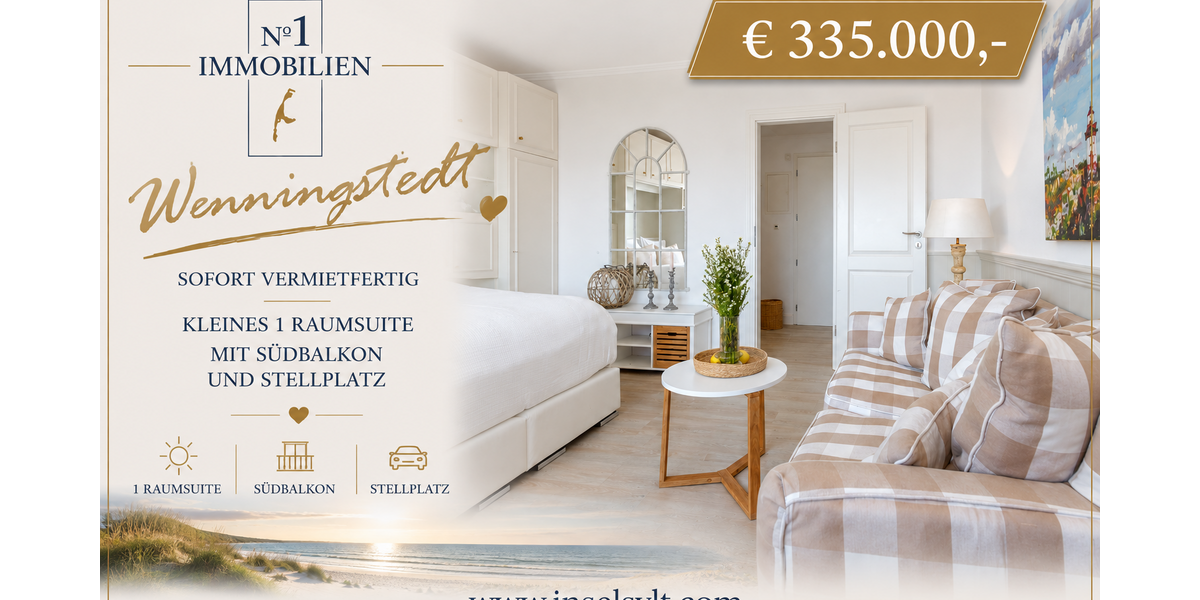 Etagenwohnung Wenningstedt - 1 Zimmer, 30 m&sup2;, 335.000&euro; | Angebot:27191117