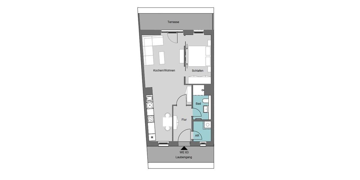 Dachgeschoßwohnung Leipzig Mitte - 2 Zimmer, 56 m&sup2;, 889&euro; | Angebot:25216683