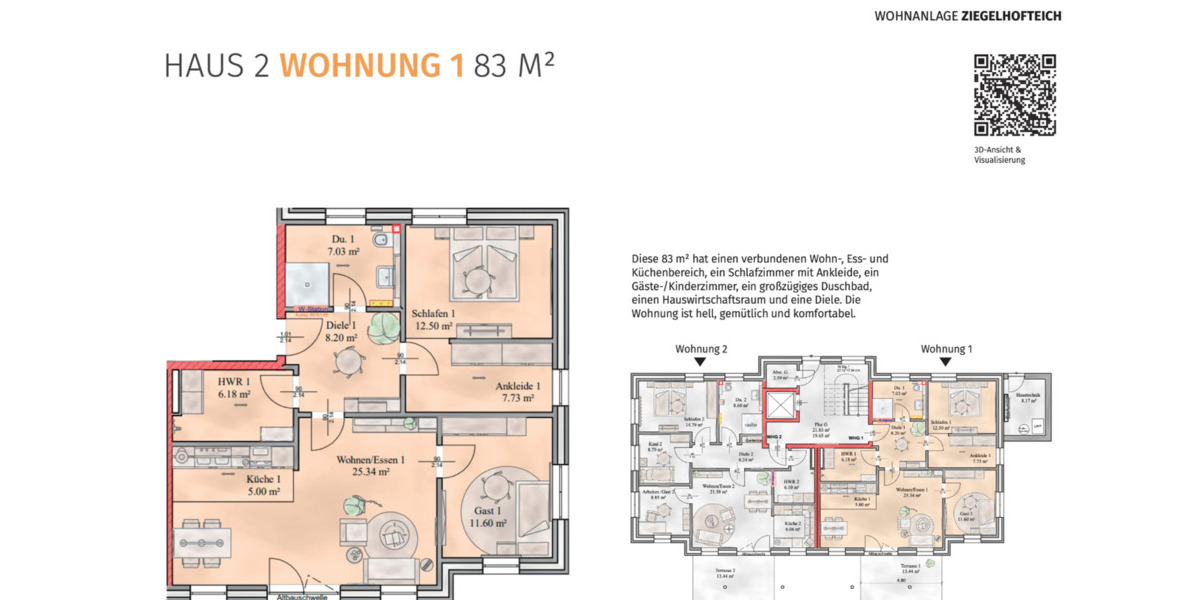 Etagenwohnung Heide - 3 Zimmer, 83 m&sup2;, 360.500&euro; | Angebot:26156108