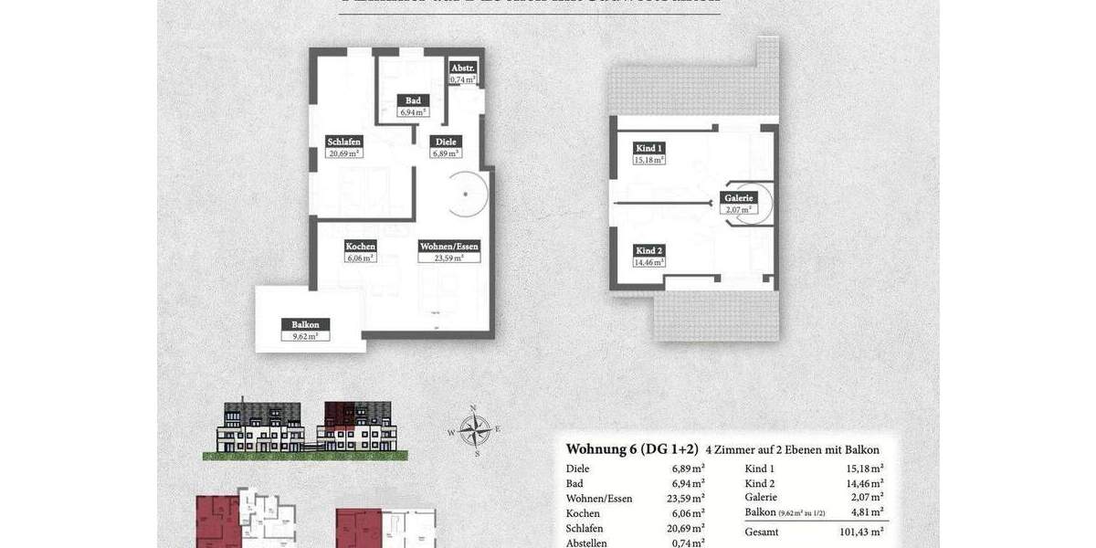 Etagenwohnung Mering - 4 Zimmer, 101 m&sup2;, 649.000&euro; | Angebot:25741971