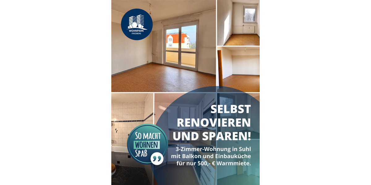 Etagenwohnung Suhl Neundorf - 3 Zimmer, 58 m&sup2;, 280&euro; | Angebot:25511798