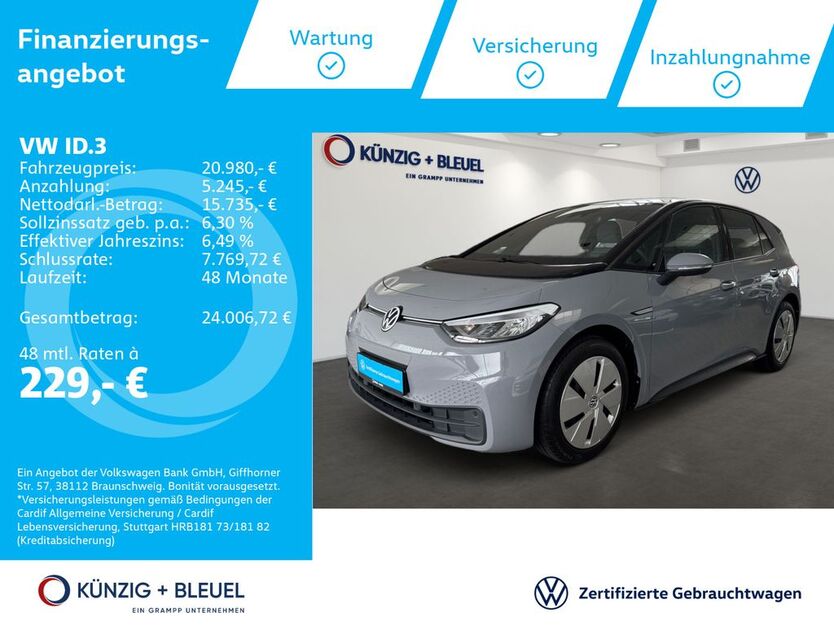 VW ID.3 36.235 km 20.980 € Aschaffenburg 63741