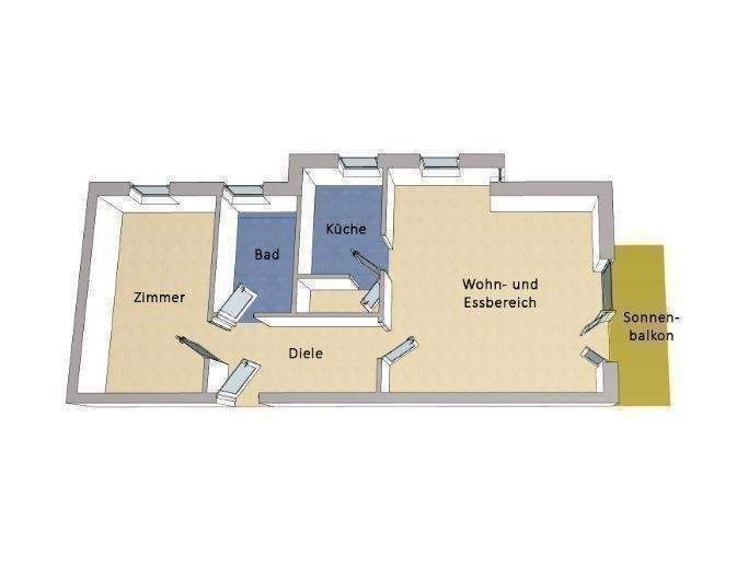 Etagenwohnung Dallgow-Döberitz Dallgow - 2 Zimmer, 59 m&sup2;, 175.000&euro; | Angebot:25287476