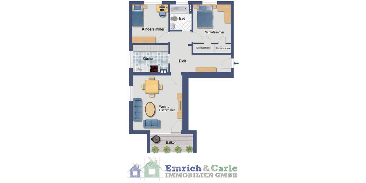 Etagenwohnung Wiesbaden Klarenthal - 3 Zimmer, 73 m&sup2;, 238.000&euro; | Angebot:24906026