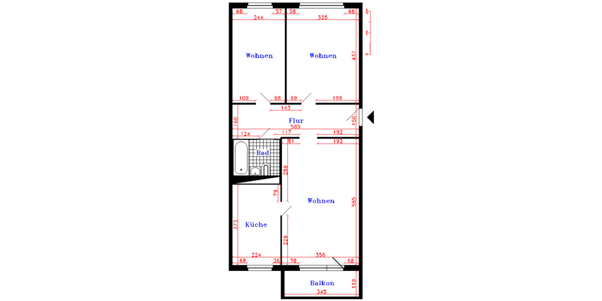 Etagenwohnung Saalfeld (Saale) - 3 Zimmer, 69 m&sup2;, 370&euro; | Angebot:26365478