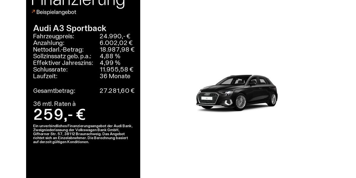 Audi A3 45.073 km 24.990 &euro; Ebern 96106