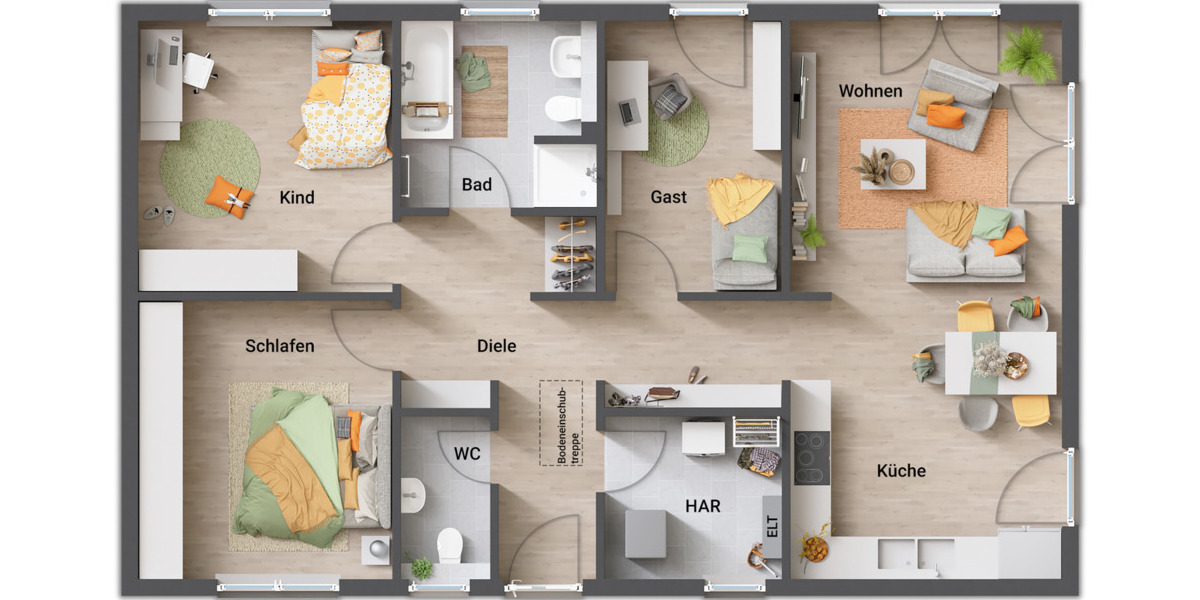 Bungalow Krauthausen Pferdsdorf-Spichra - 5 Zimmer, 102 m&sup2;, 293.790&euro; | Angebot:26065591