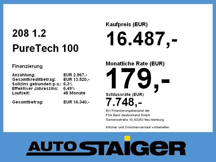 Peugeot 208 5.172 km 16.487 &euro; Esslingen am Neckar 73730