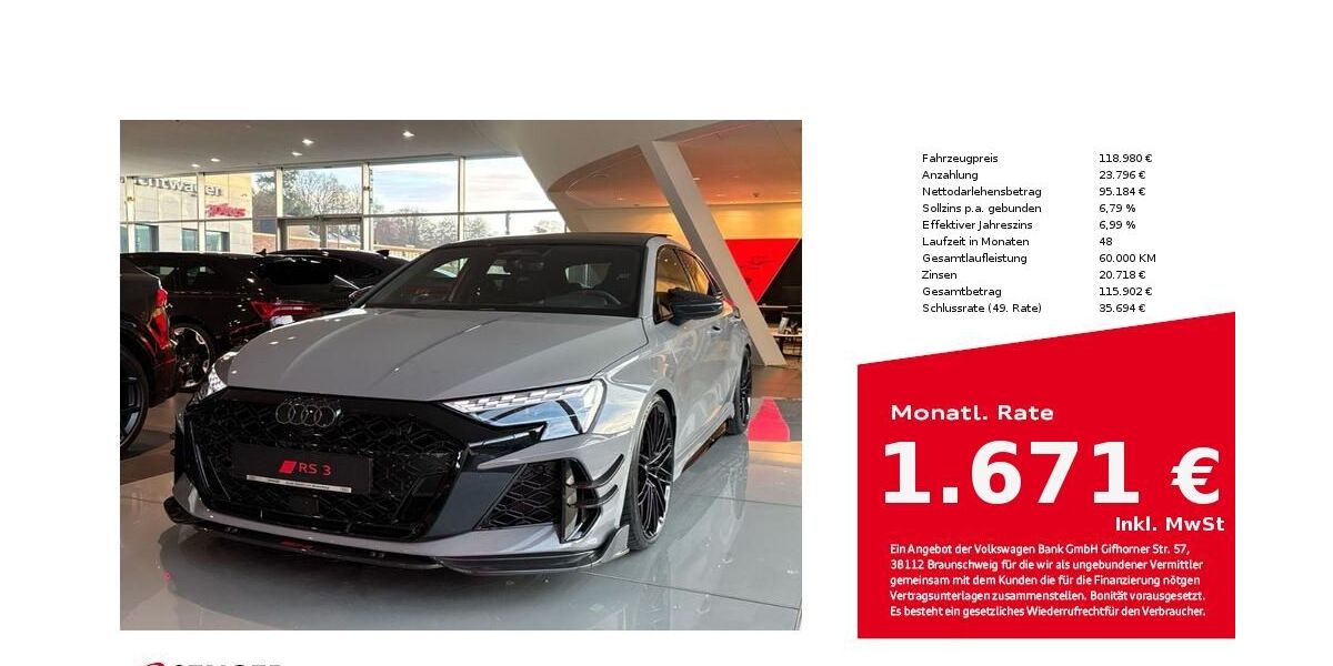 Audi RS3 3.000 km 118.980 &euro; Bielefeld 33609