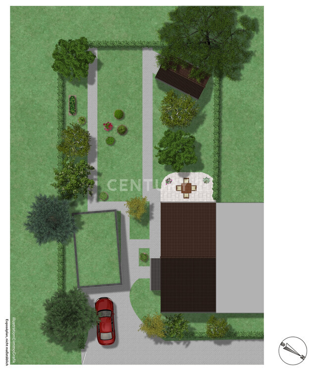 Gartenparadies mit kleiner Doppelhaushälfte